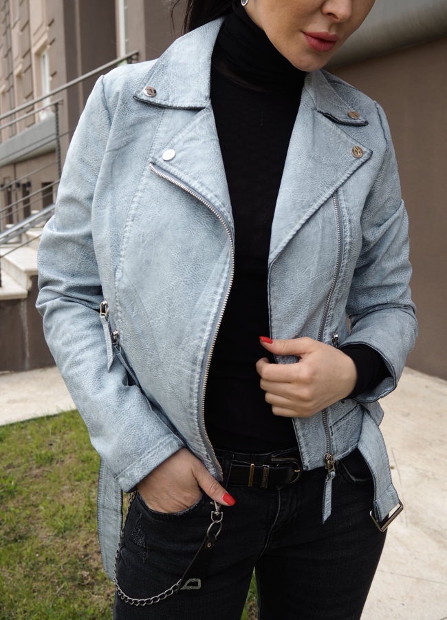 фото Куртка из эко кожи  цвета графит модель № 1290