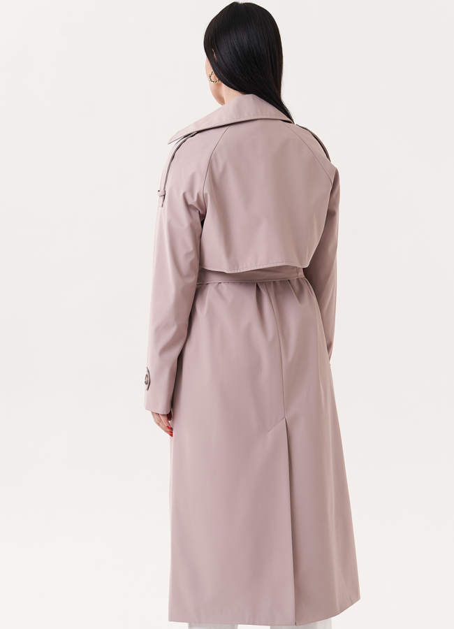 Тренч розового цвета с английским воротником модель № 27215 в рассрочку