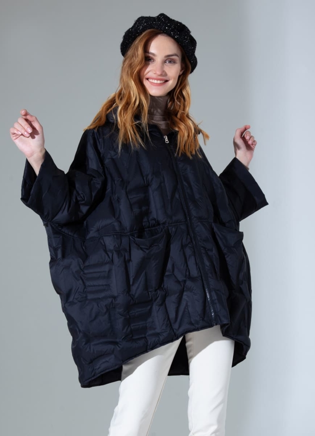 Куртка oversize с капюшоном модель № 8525 меха малина