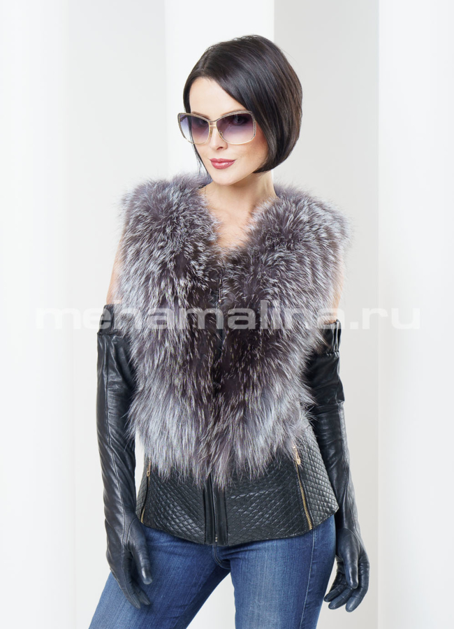Меховой жилет, чернобурка модель № M-60 универмаг малина