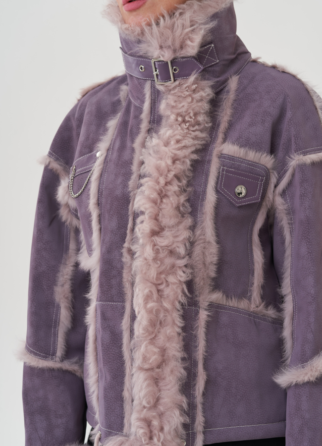 Женская куртка фиолетового цвета с меховой отделкой модель № 25545 в рассрочку Женская куртка фиолетового цвета с меховой отделкой модель № 25545 в рассрочку