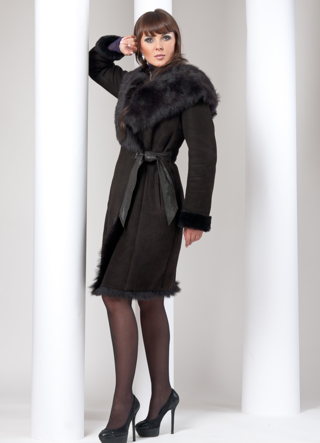 Дубленка коричневая модель № D-8 в кредит