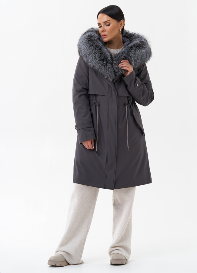 Парка женская с отделкой из меха чернобурки модель № 29188 в кредит