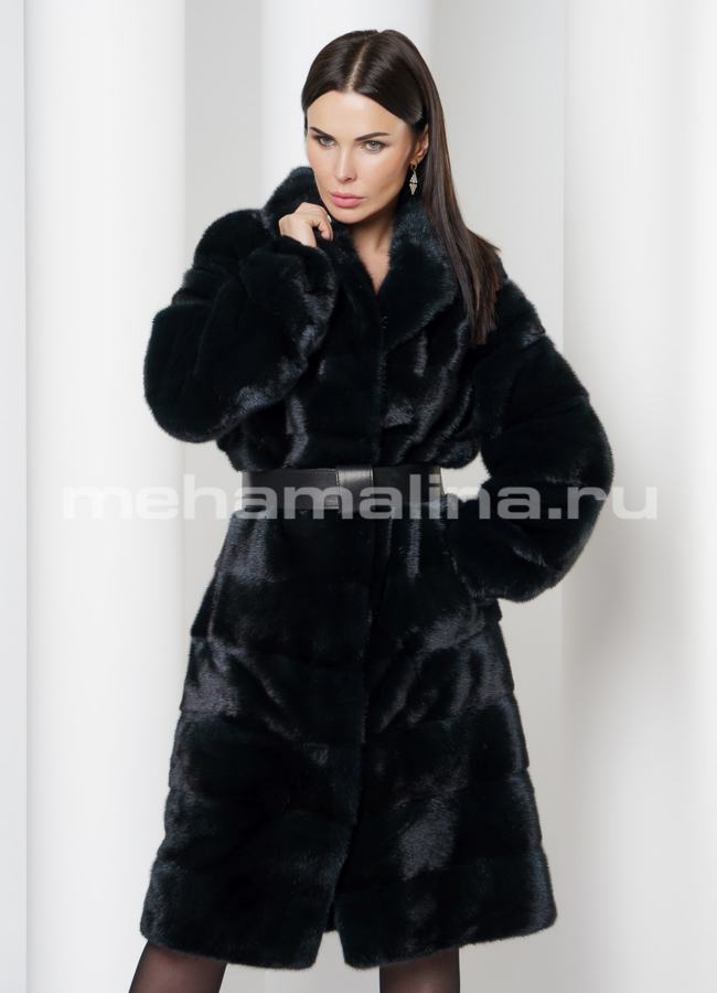 Норковая шуба модель № S-712 меха малина