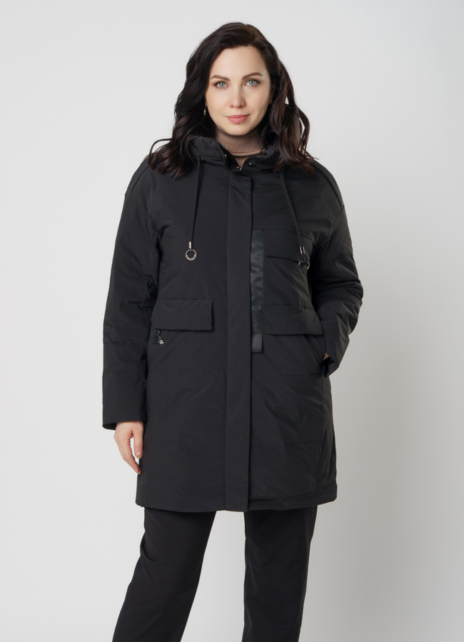 Полупальто женское черного цвета модель № 20592 в кредит