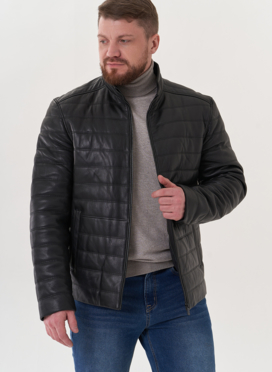 Мужская куртка из натуральной кожи черного цвета