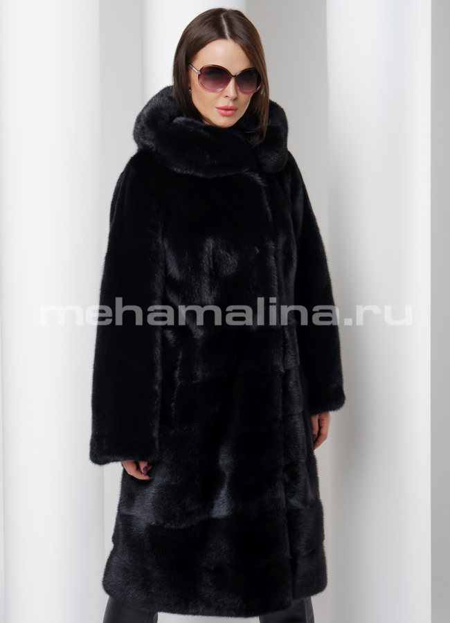 Шуба из скандинавской норки в черном цвете модель № S-522 в кредит