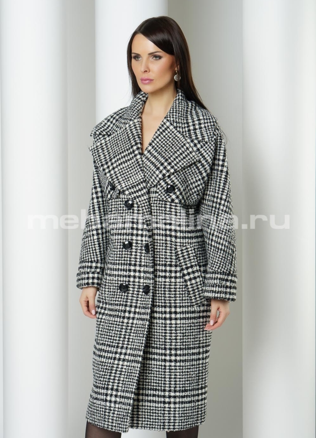 фото Зимнее пальто удлиненное на пуговицах  модель № П-369