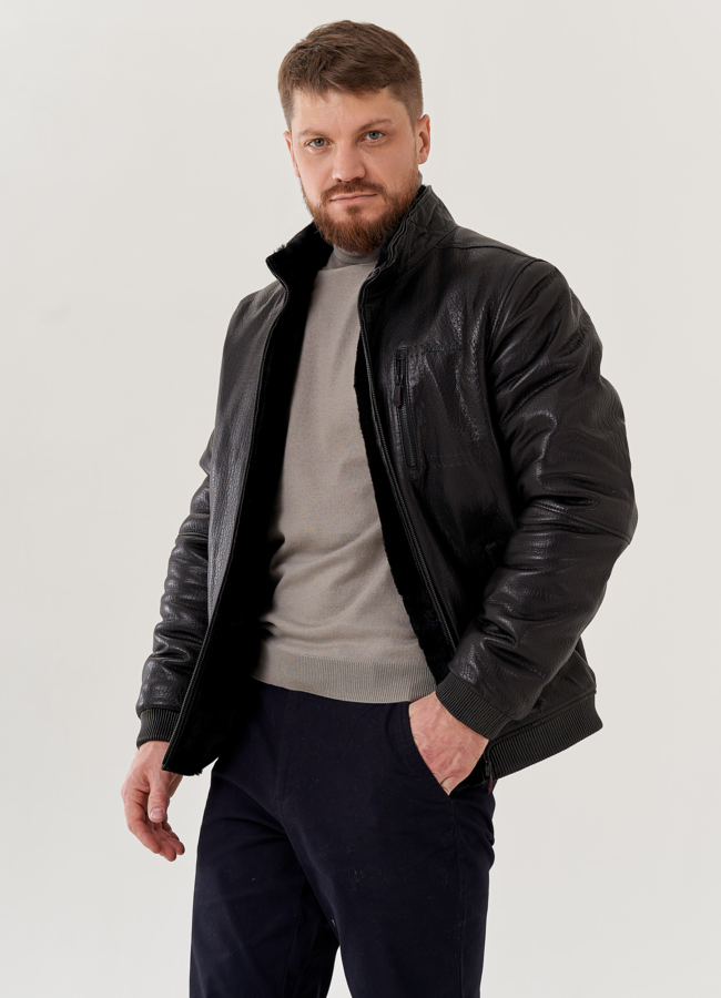 Мужская дубленка черного цвета модель № 79287 универмаг малина