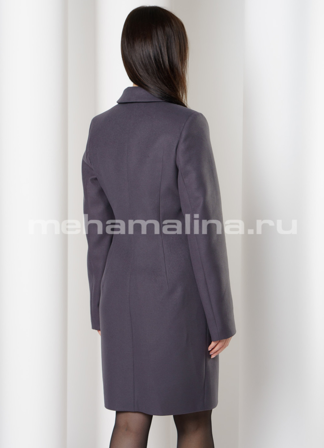 Пальто с английским воротником на пуговицах в цвете графит модель № 015 в кредит