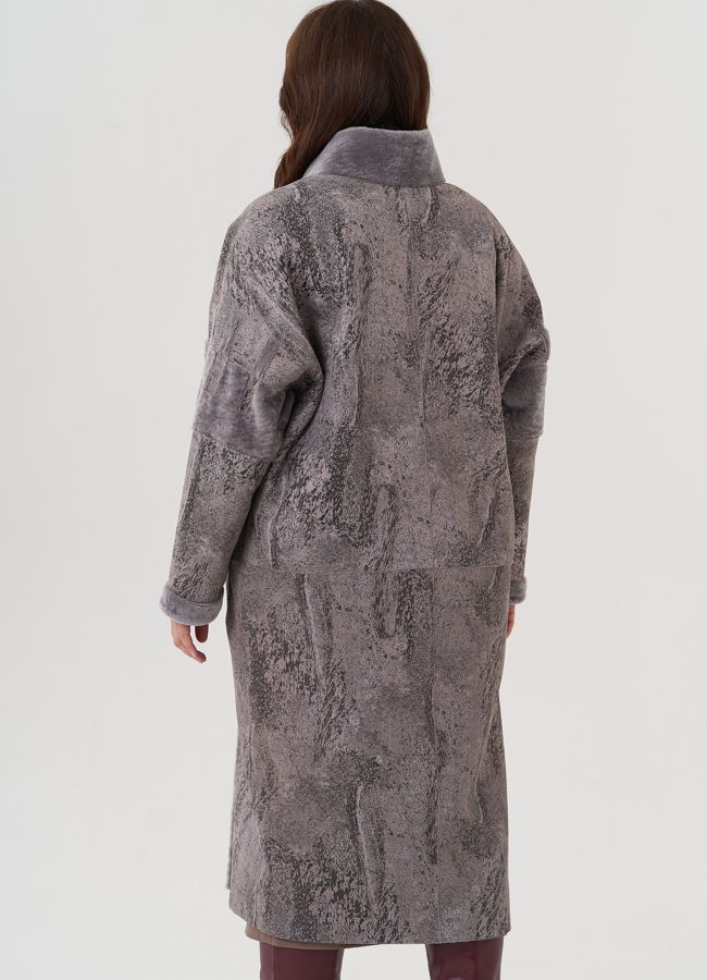 Женская дубленка с воротником стойка модель № 82473 универмаг малина