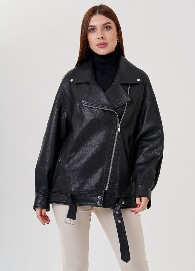 Косуха оверсайз из натуральной кожи модель № 79084 универмаг малина