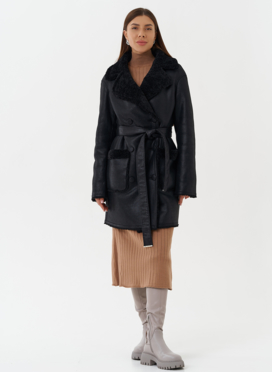 Женская двухсторонняя дубленка из эко кожи