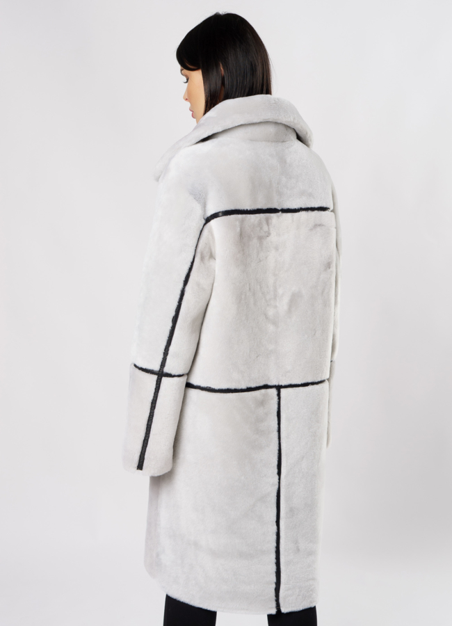 Двусторонняя дубленка с воротником стойкой модель № 3611 универмаг малина