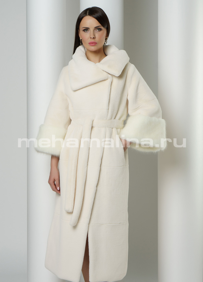 Пальто из эко меха с рукавом 3/4 модель № 904 универмаг малина