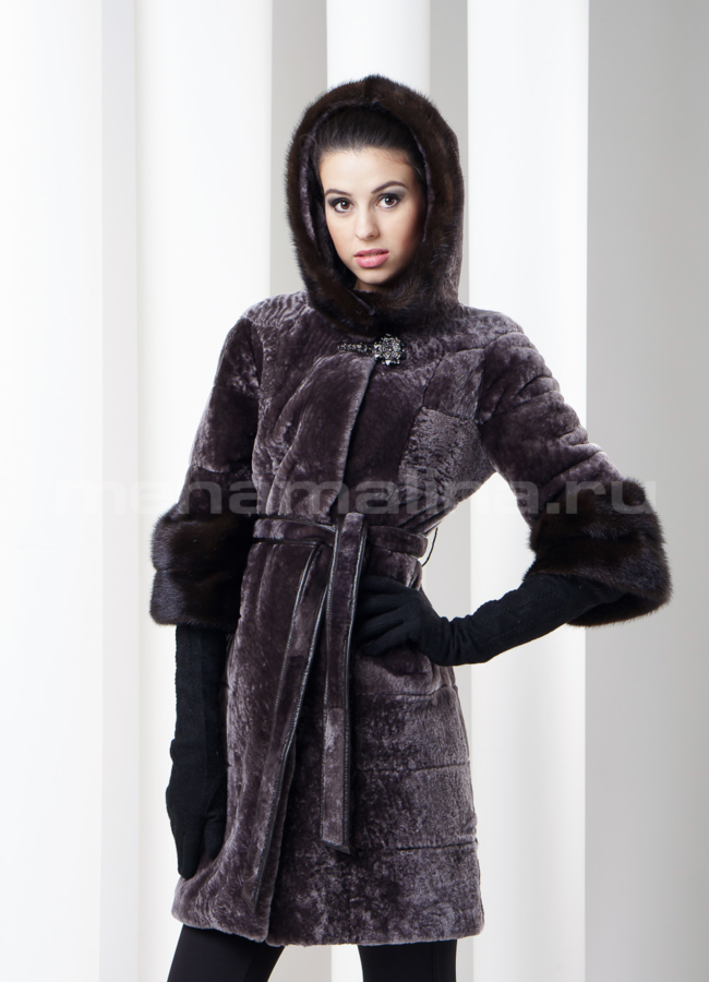 фото Шуба астраган с капюшоном модель № S-124