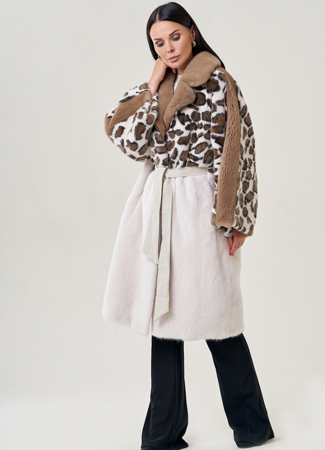 фото Длинная шуба оверсайз из скандинавской норки модель № 78739