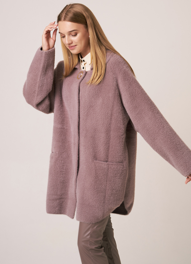 фото Женское полупальто из микроворса модель № 9826