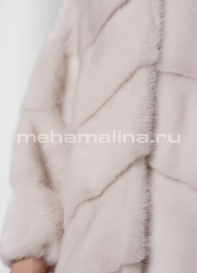 Светлая норковая шуба со стойкой  модель № S-754 в рассрочку