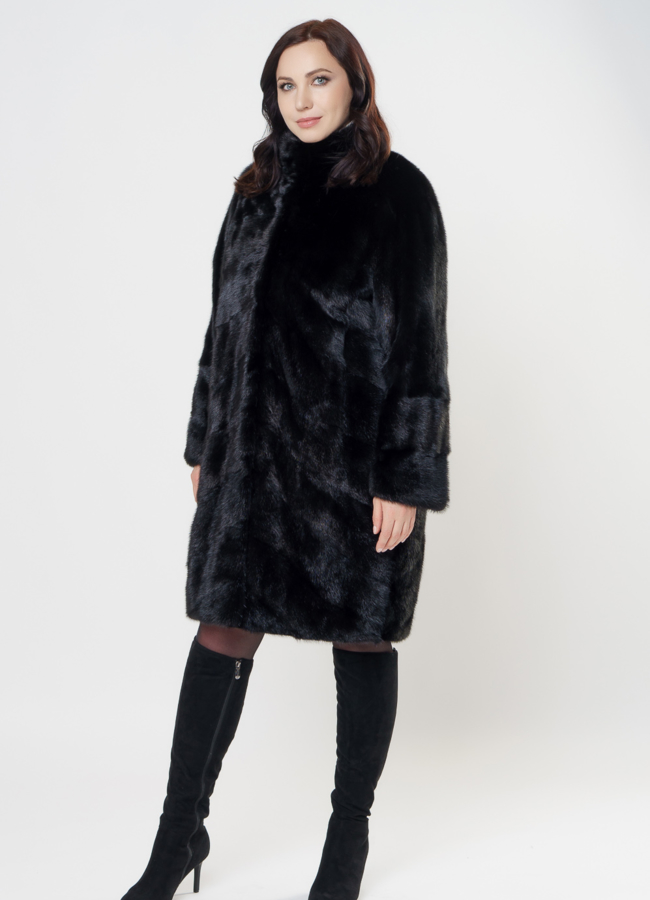 Шуба из норки черного цвета модель № S-1006 универмаг малина