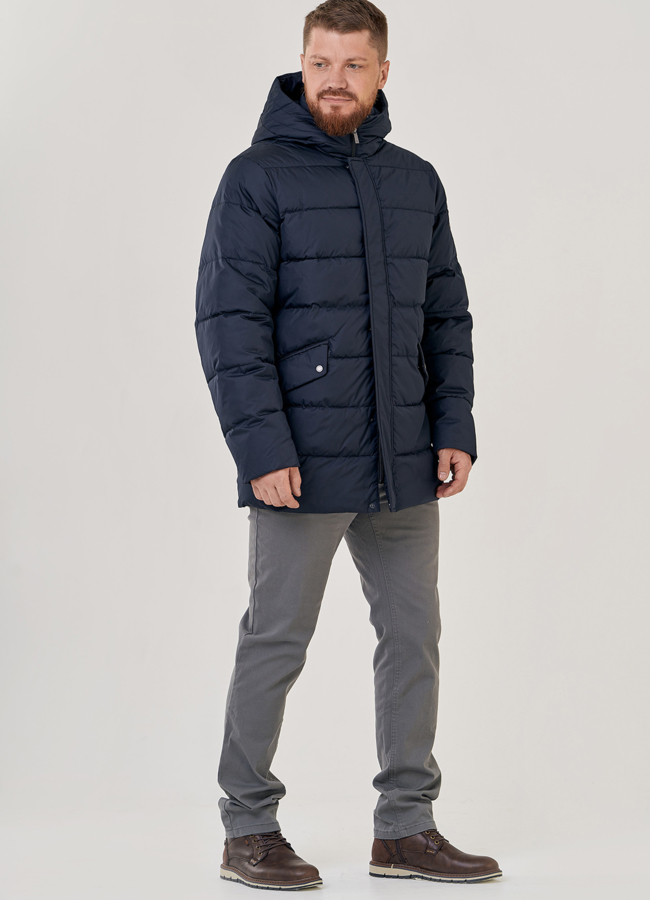 Мужской пуховик в темно-синем цвете модель № 23190 универмаг малина