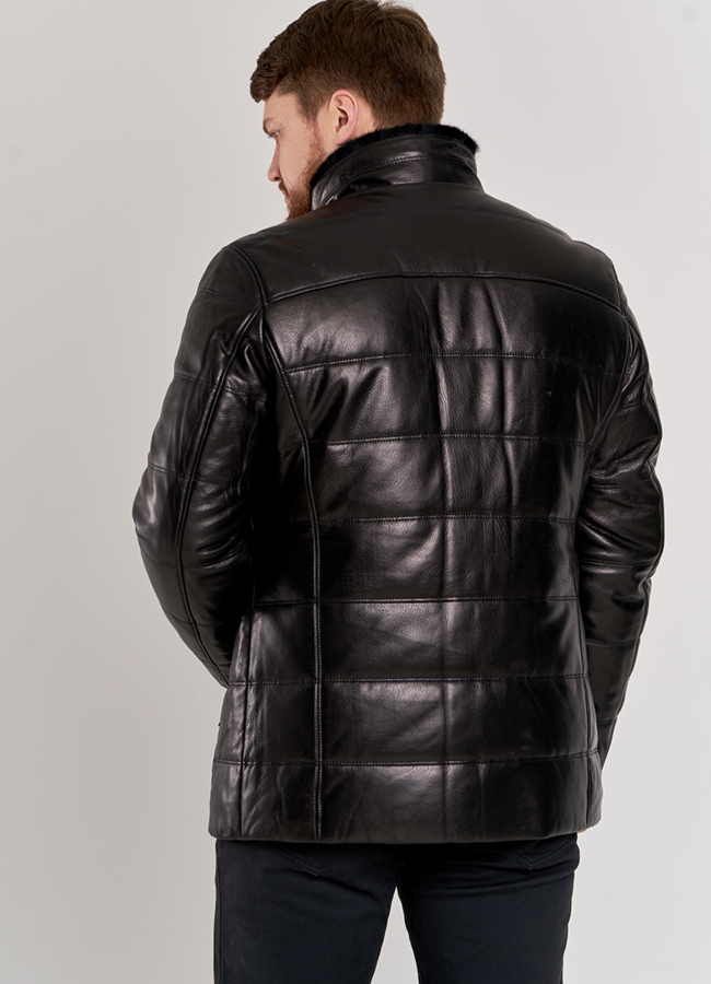 Пуховик мужской черного цвета модель № П-509 в кредит