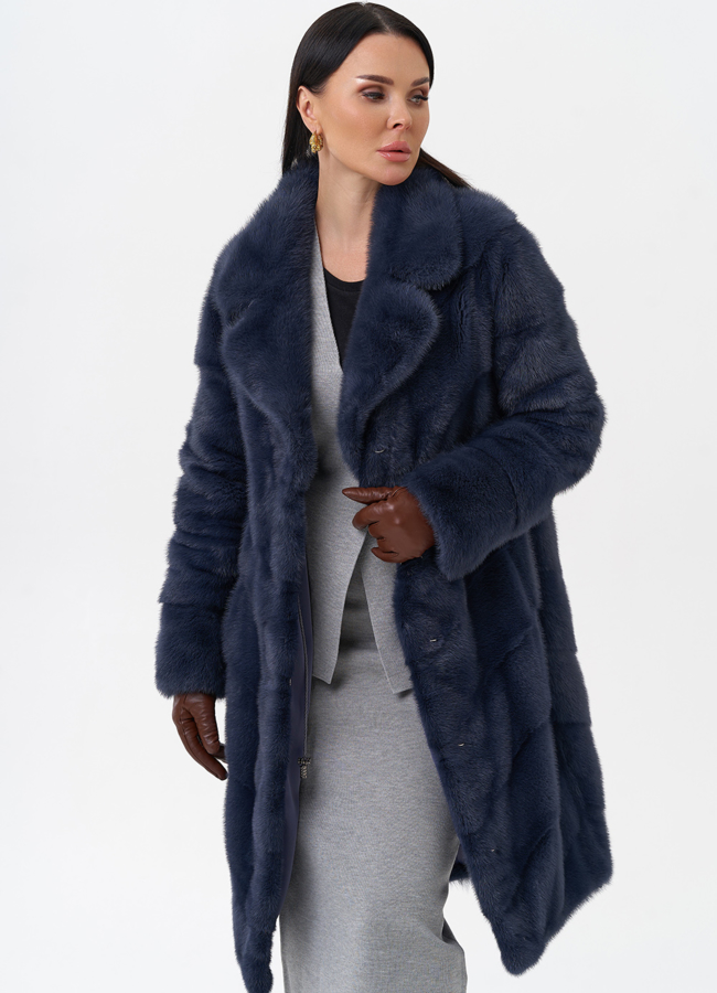 Норковая шуба с английским воротником  модель № 28930 универмаг малина