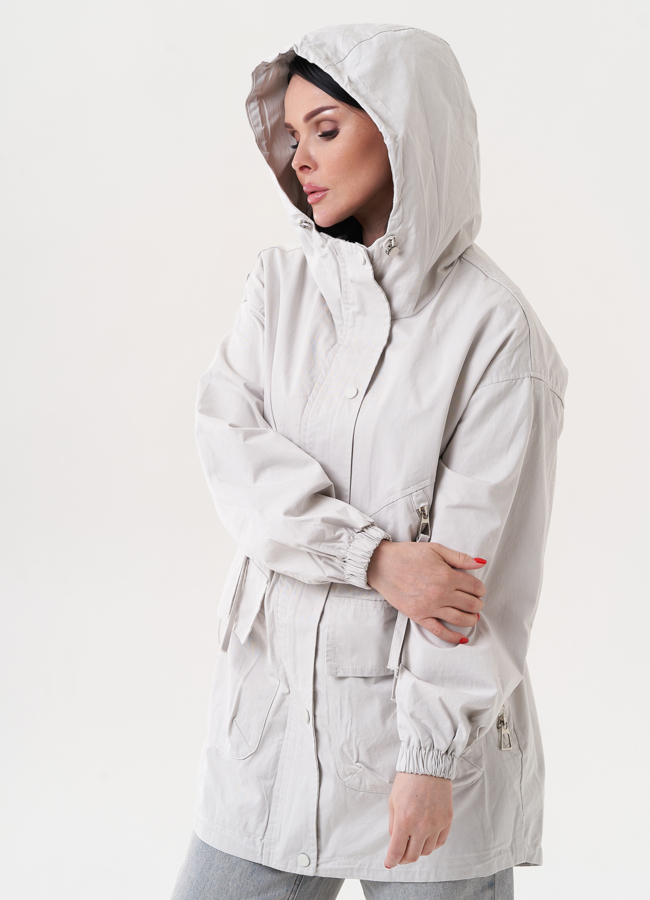 Удлиненная ветровка с капюшоном модель № 27258 в рассрочку