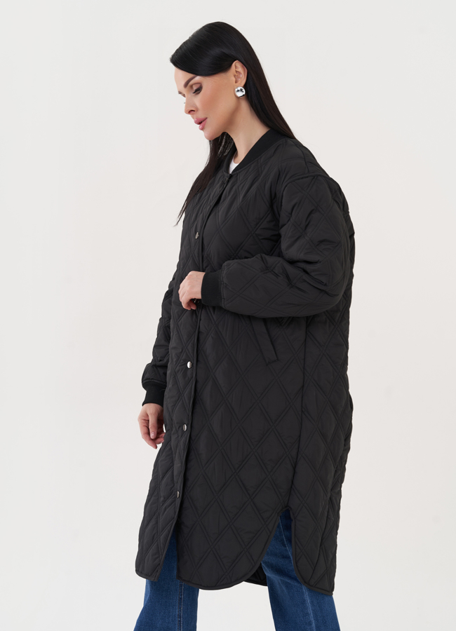 фото Стеганое пальто-рубашка модель № 27021