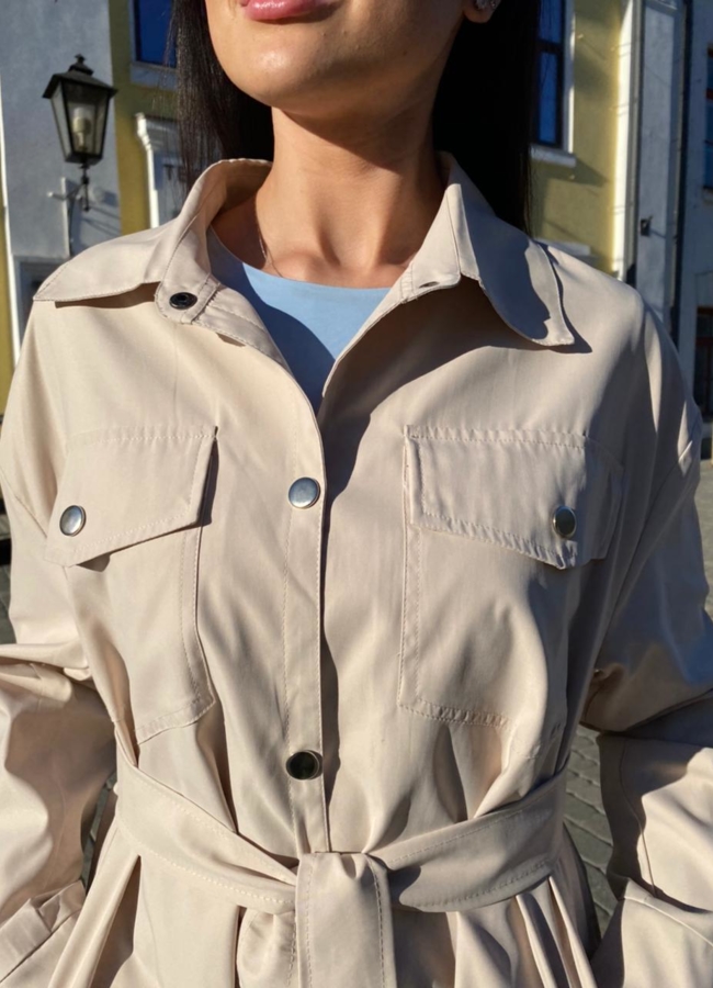 Куртка-рубашка женская бежевого цвета модель № 21106 в кредит