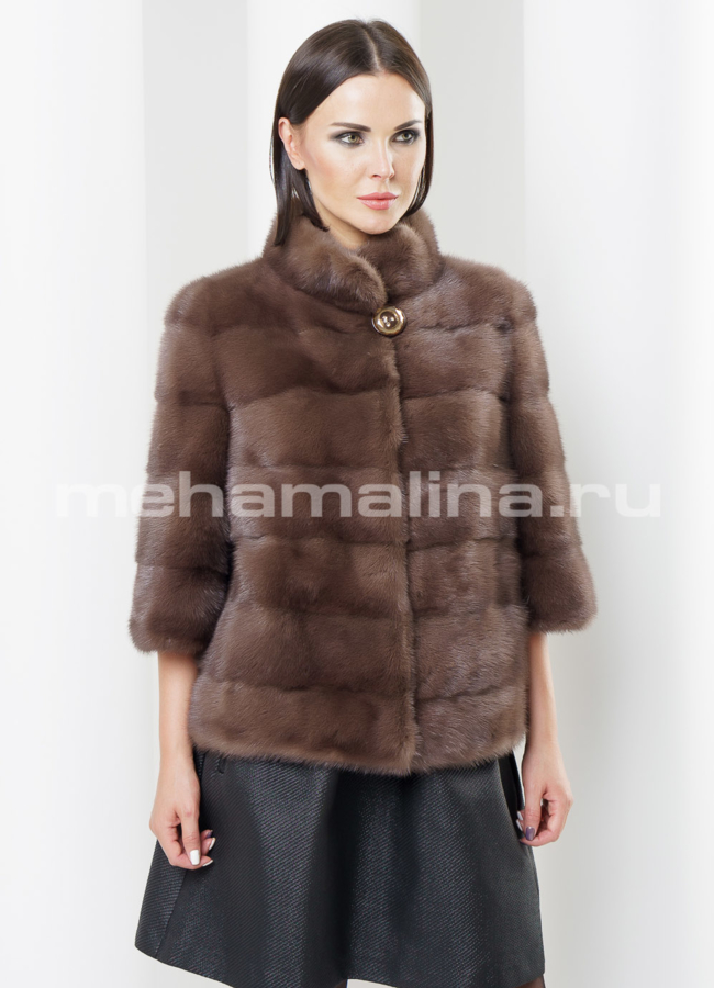 Шуба из норки, цвет соболь модель № S-444 универмаг малина