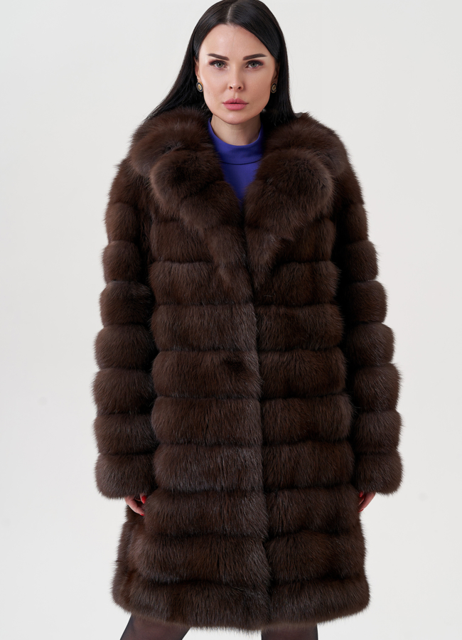 Шуба из куницы с английским воротником  модель № 24434 универмаг малина