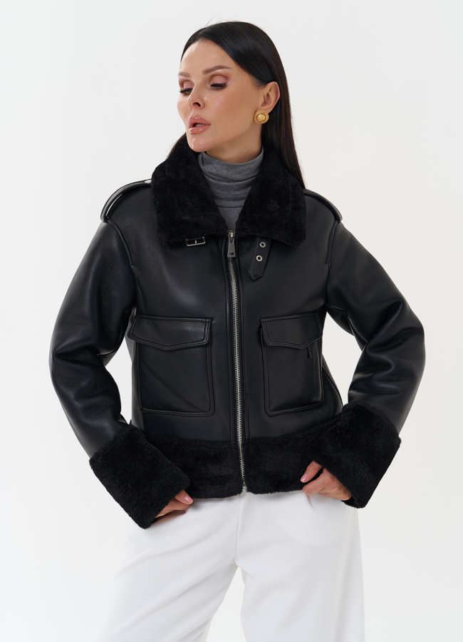 Женская дубленка из эко кожи модель № 27694 в кредит