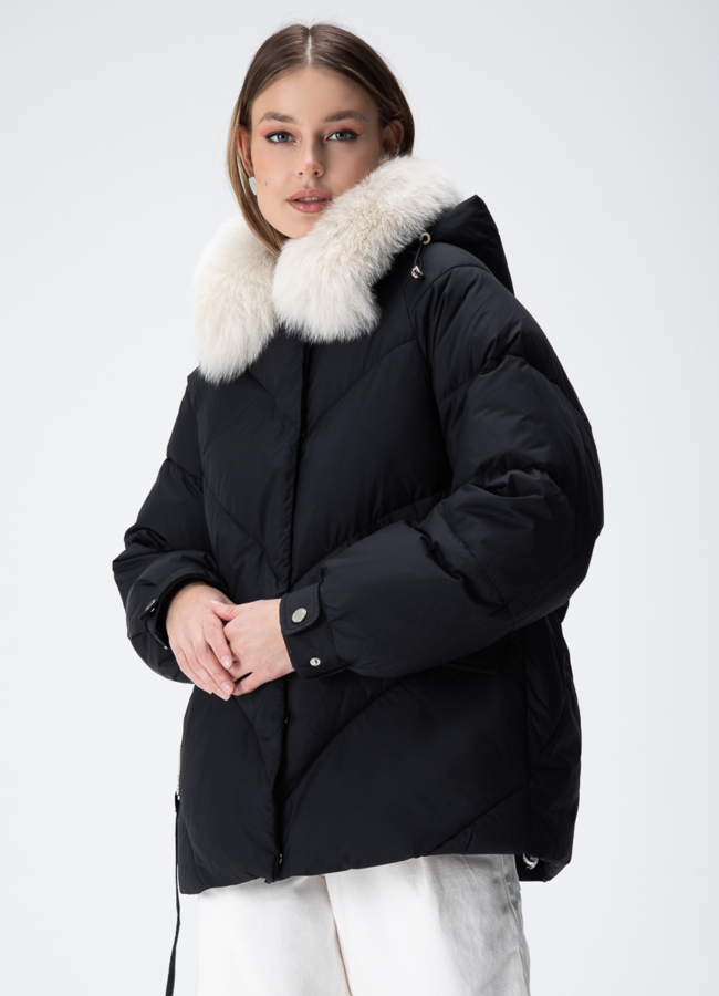 Женский пуховик с капюшоном модель № 28386 в рассрочку