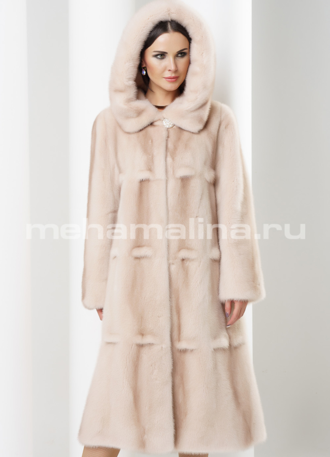 Шуба норка модель № S-448 меха малина