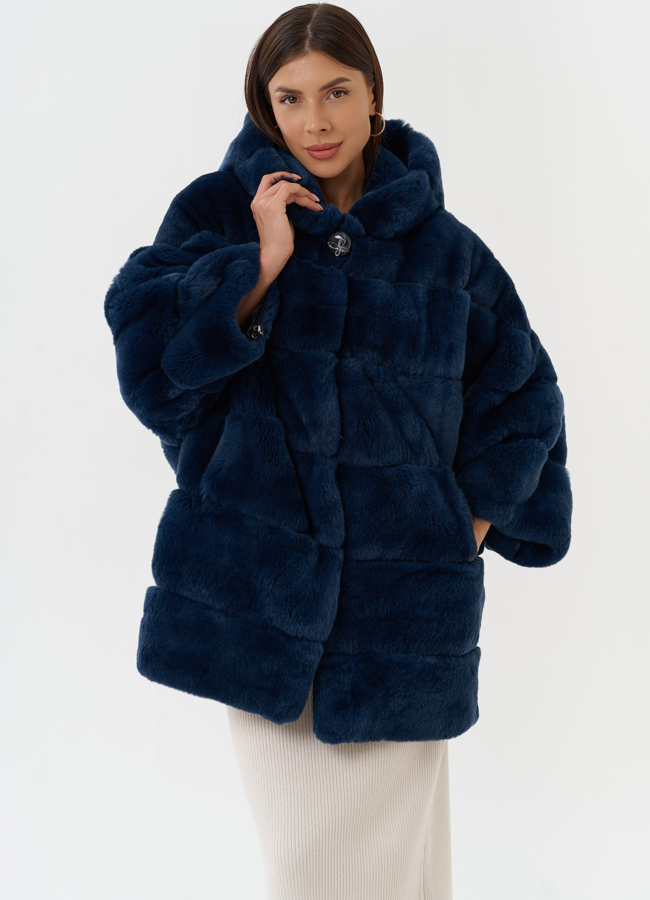 Женская шуба из меха кролика модель № 27841 меха малина