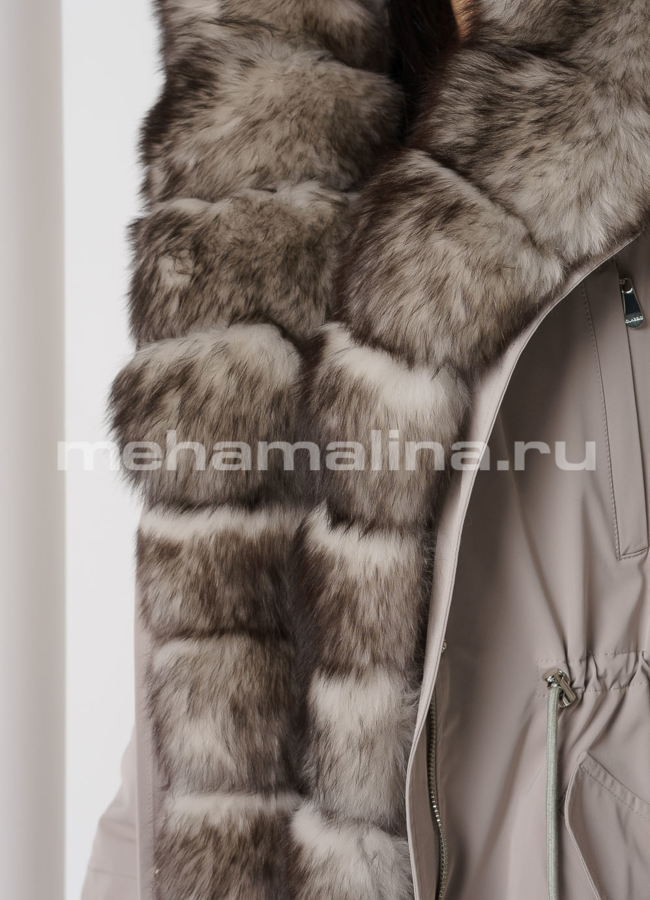 Меховая парка с отделкой из песца модель № 9079 универмаг малина