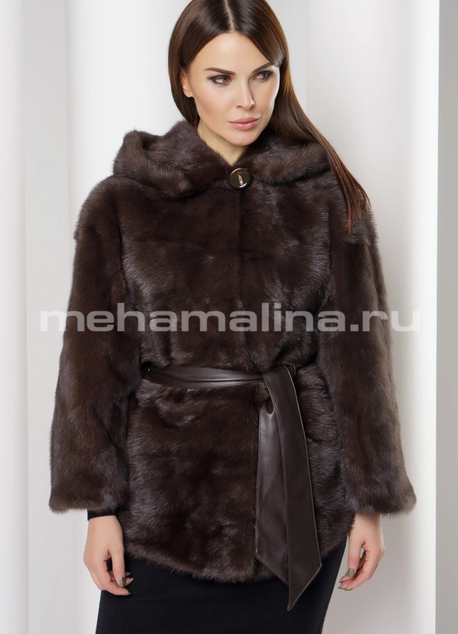 Шуба из норки модель № S-660 меха малина