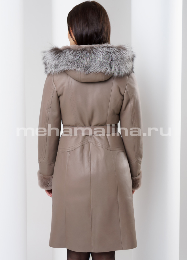 Дубленка с капюшоном модель № D-155 в кредит