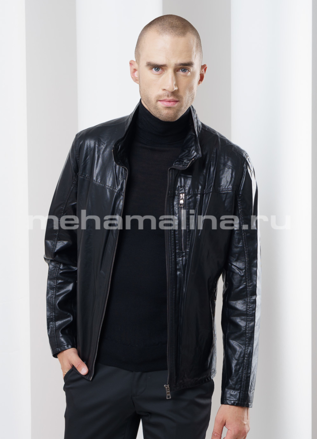 Куртка из эко кожи модель № KP-152 меха малина