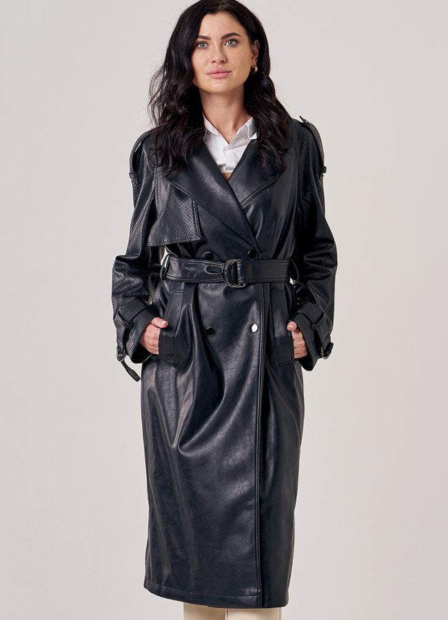 Женское пальто из искусственной кожи модель № 605 универмаг малина