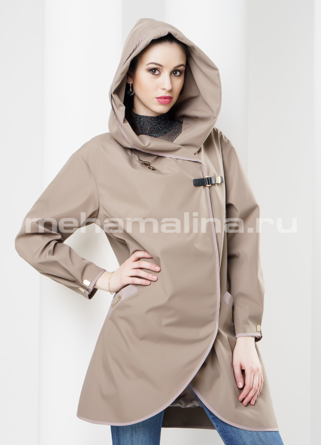 Плащ на кнопках модель № PK-11 меха малина
