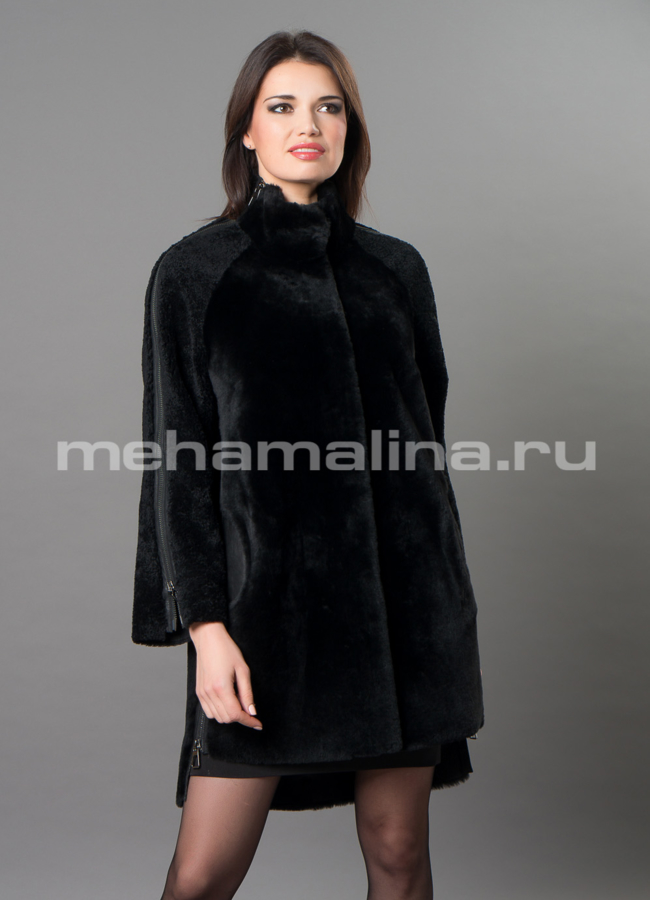 Шуба черного цвета  модель № D-237 универмаг малина
