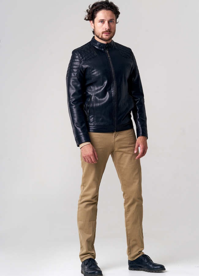 Куртка из эко кожи черного цвета модель № 1902 в кредит