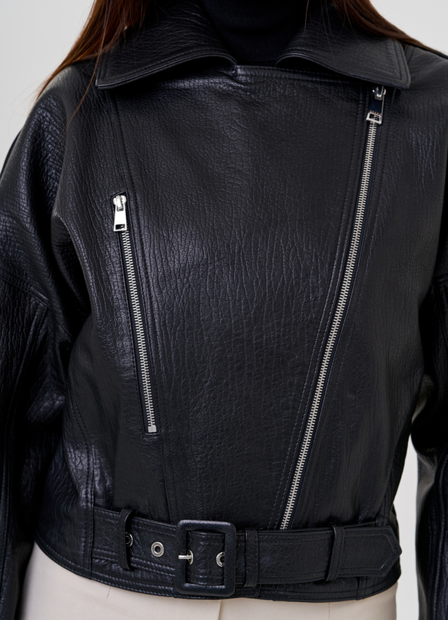 Косуха из натуральной кожи с принтом модель № 79082 в рассрочку