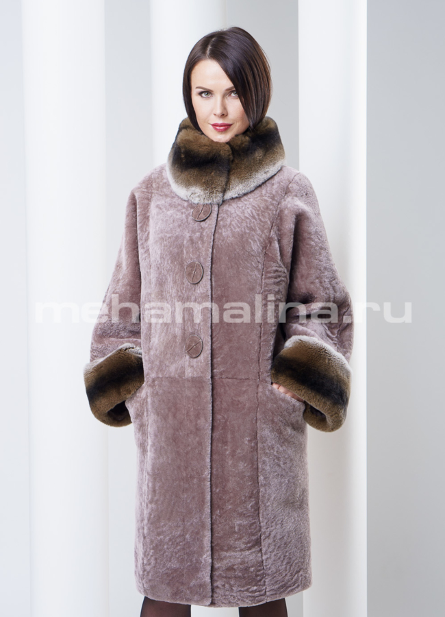 Шуба из мутона с оформлением rex модель № S-288 в кредит