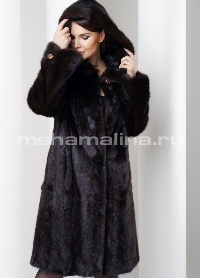 Шуба норка модель № S-567 меха малина