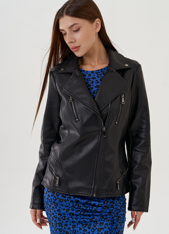 Куртка из эко кожи в черном цвете модель № 81461 универмаг малина