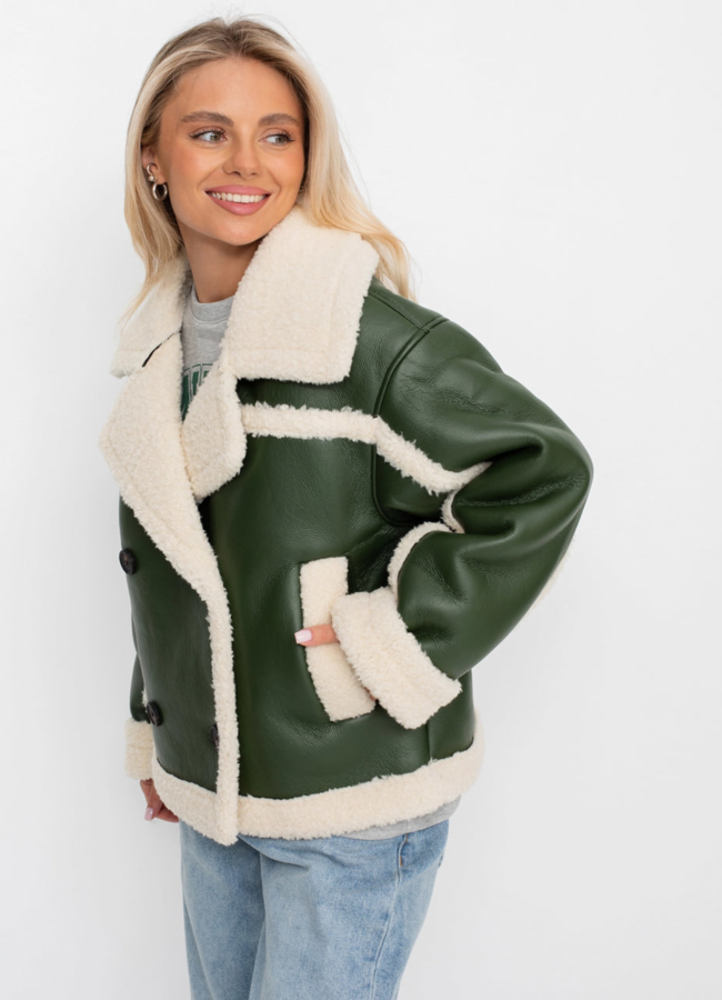 фото Укороченная дубленка из эко кожи модель № 40211