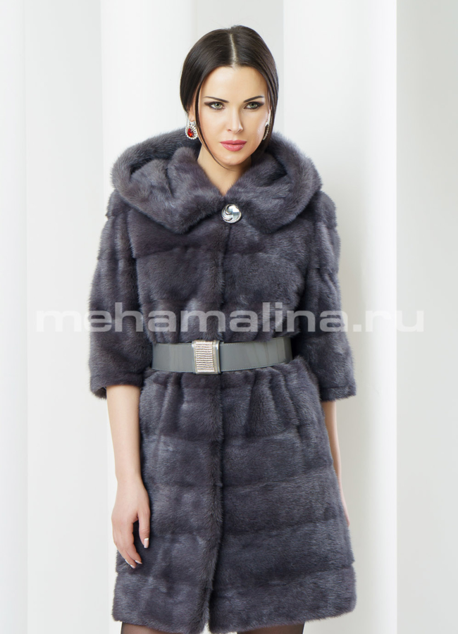 фото Норковая шуба цвет графит модель № S-382
